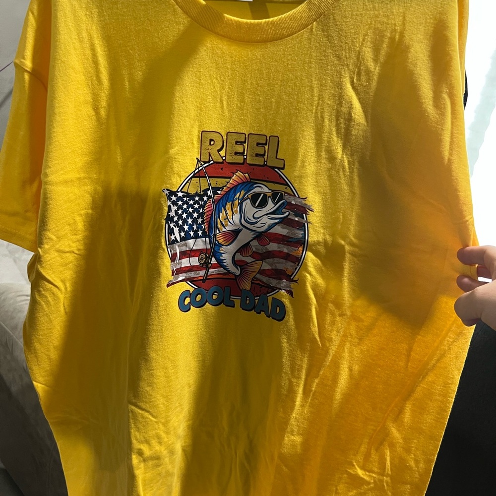 Yellow Graphic Tee with Fish Design